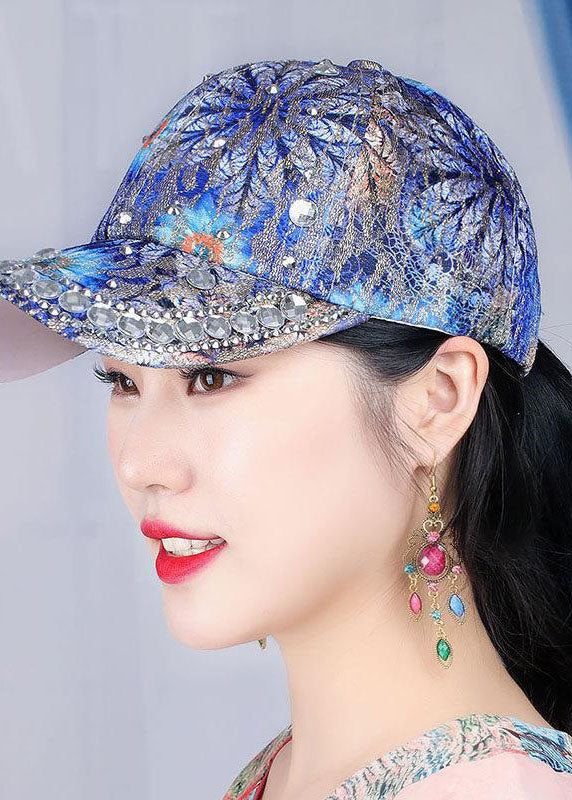 Chic Blue Zircon Print Patchwork Cotton Baseball Cap Hat LC0554 - fabuloryshop