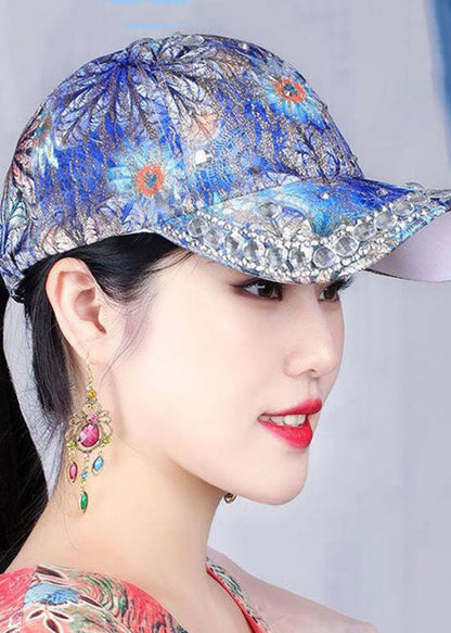 Chic Blue Zircon Print Patchwork Cotton Baseball Cap Hat LC0554 - fabuloryshop