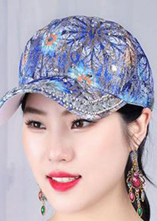 Chic Blue Zircon Print Patchwork Cotton Baseball Cap Hat LC0554 - fabuloryshop