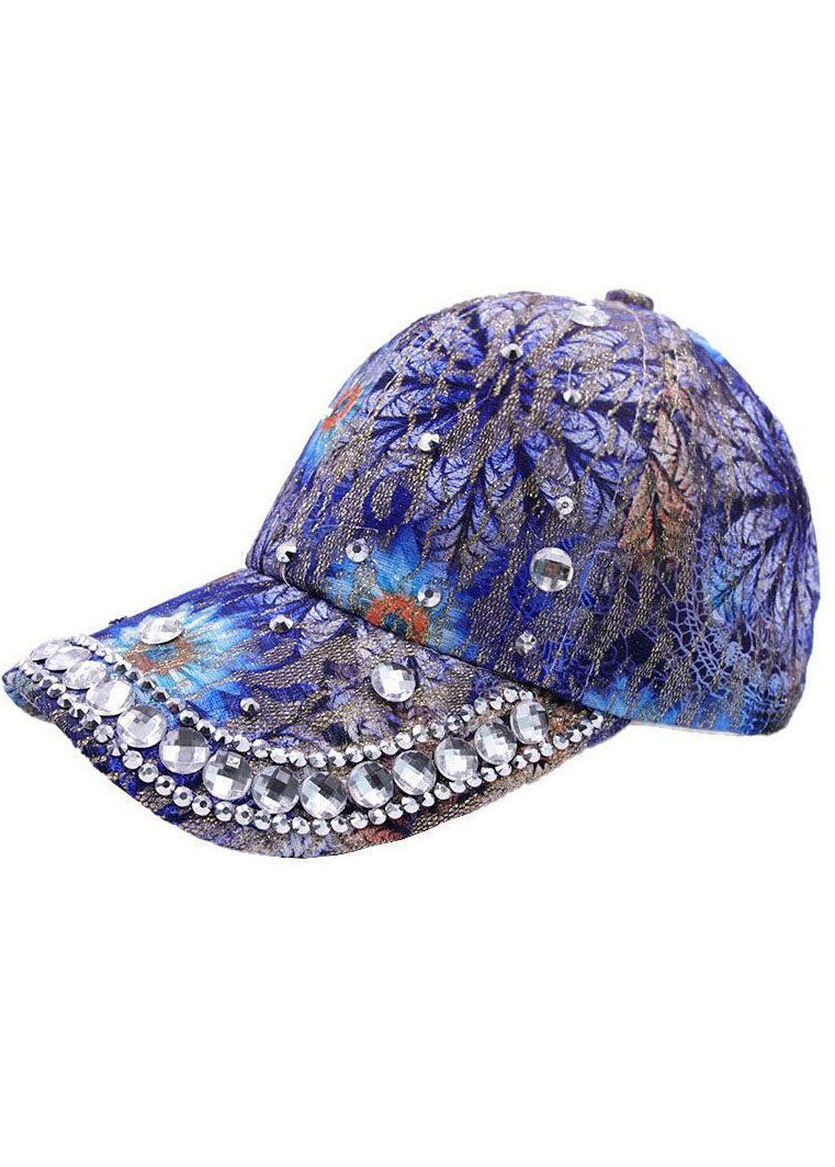 Chic Blue Zircon Print Patchwork Cotton Baseball Cap Hat LC0554 - fabuloryshop