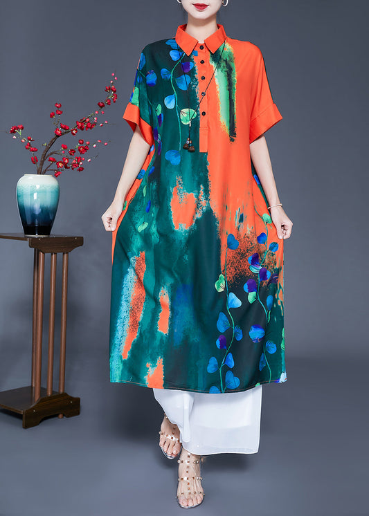 Chic Colorblock Peter Pan Collar Tie Dye Silk Vacation Dresses Summer LY0941 - fabuloryshop