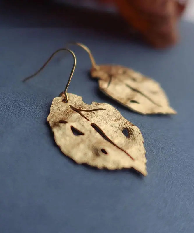 Chic Gold Copper Overgild Maple Leaf Drop Earrings Ada Fashion