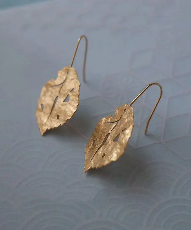 Chic Gold Copper Overgild Maple Leaf Drop Earrings Ada Fashion