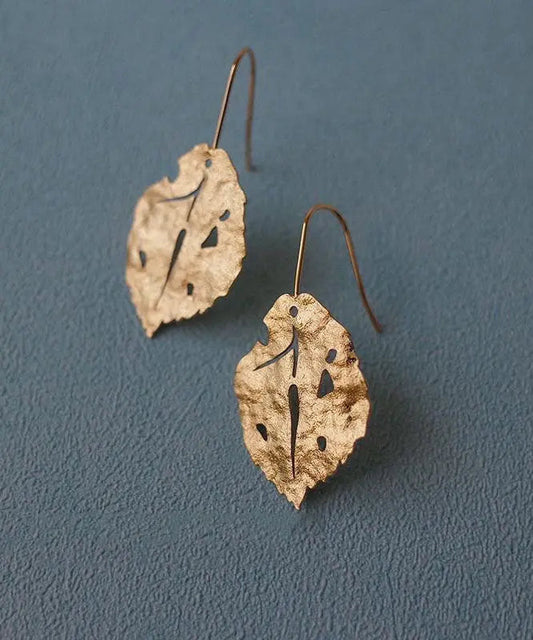 Chic Gold Copper Overgild Maple Leaf Drop Earrings Ada Fashion