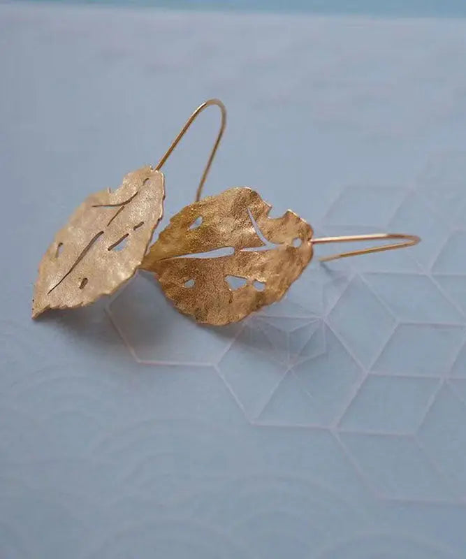 Chic Gold Copper Overgild Maple Leaf Drop Earrings Ada Fashion