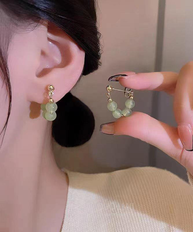 Chic Green Overgile Crystal Hoop Earrings Ada Fashion