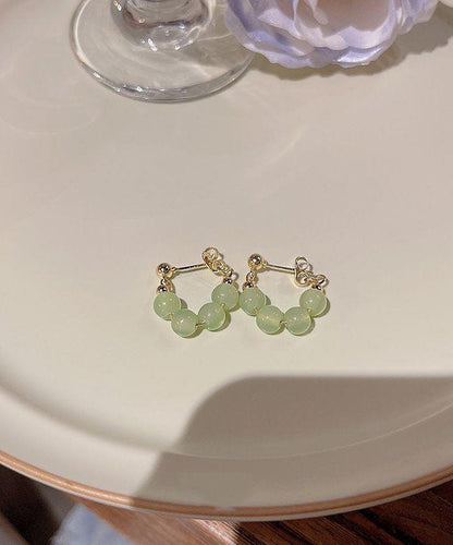 Chic Green Overgile Crystal Hoop Earrings TW1048 - fabuloryshop