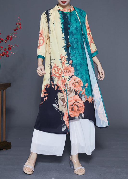 Chic Green Oversized Print Chinese Style Silk Women Sets 2 Pieces Spring LC0423 - fabuloryshop