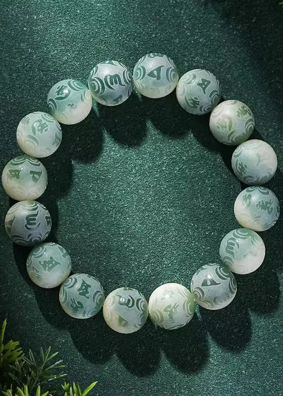 Chic Green Six Word Proverbs for Peace Bodhi Bracelet Ada Fashion