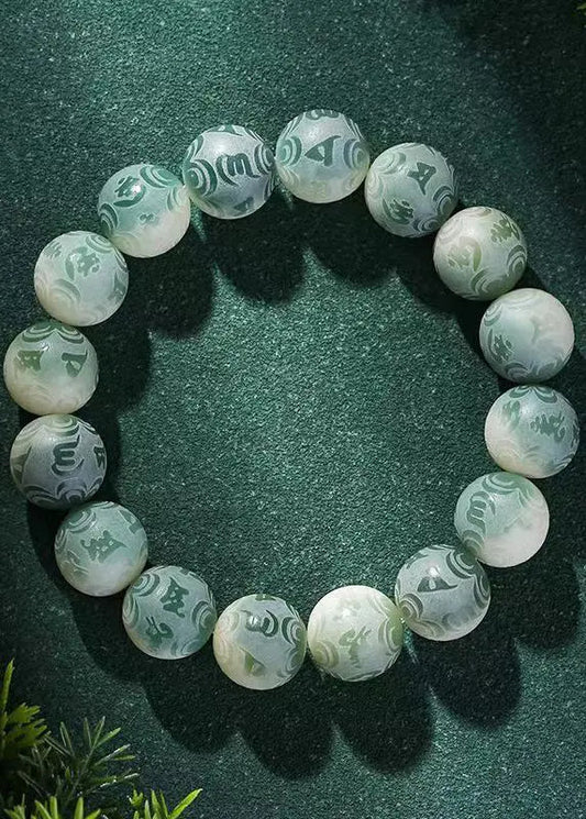 Chic Green Six Word Proverbs for Peace Bodhi Bracelet Ada Fashion