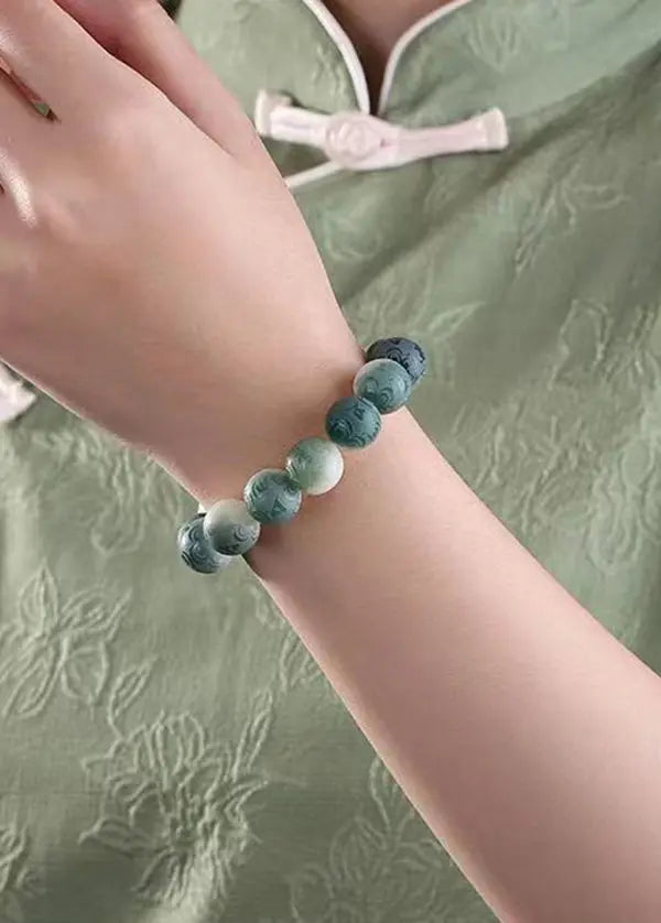 Chic Green Six Word Proverbs for Peace Bodhi Bracelet Ada Fashion