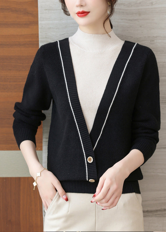 Khaki Half Hign Neck Knit Sweater Tops