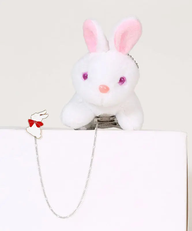 Chic Pink Alloy Chain Plush Rabbit Brooches Ada Fashion