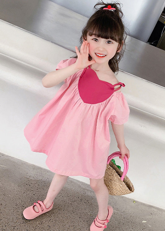 Chic Pink Slash Neck Wrinkled Cotton Slip Mid Dress Sleeveless LY5440 - fabuloryshop