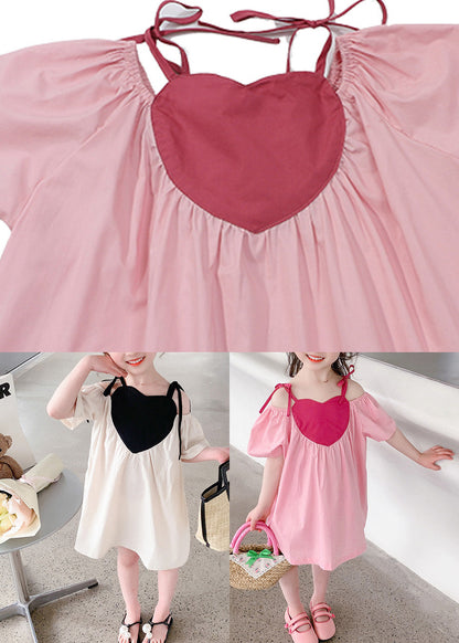 Chic Pink Slash Neck Wrinkled Cotton Slip Mid Dress Sleeveless LY5440 - fabuloryshop