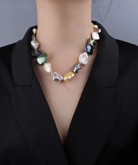 Chic Rainbow Pearl Shell Gratuated Bead Necklace Ada Fashion