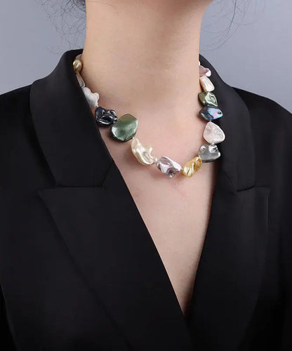 Chic Rainbow Pearl Shell Gratuated Bead Necklace Ada Fashion