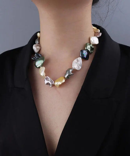 Chic Rainbow Pearl Shell Gratuated Bead Necklace Ada Fashion