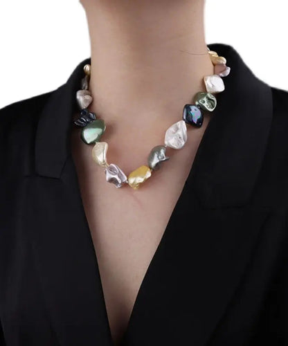 Chic Rainbow Pearl Shell Gratuated Bead Necklace Ada Fashion