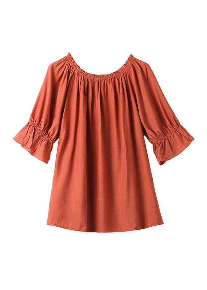 Chic Red O-Neck Neck TIie Side Open Shirts Short Sleeve LY1494 - fabuloryshop