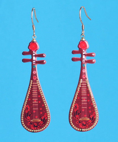 Chic Red Sterling Silver Pipa Drop Earrings LY2301 - fabuloryshop