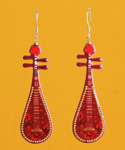 Chic Red Sterling Silver Pipa Drop Earrings LY2301 - fabuloryshop