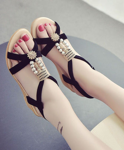 Chic Wedge Sandals Comfortable Black Suede LY4324 - fabuloryshop