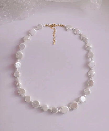 Chic White Asymmetricar Pearl Gratuated Bead Necklace Ada Fashion