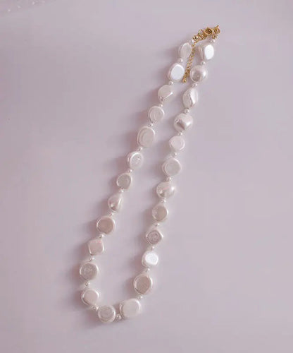 Chic White Asymmetricar Pearl Gratuated Bead Necklace Ada Fashion