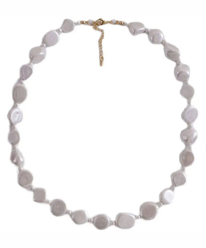 Chic White Asymmetricar Pearl Gratuated Bead Necklace Ada Fashion