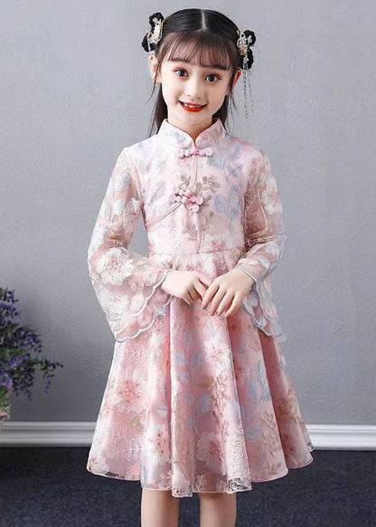 Chic White Embroideried Patchwork Hollow Out Tulle Girls Maxi Dress Long Sleeve Ada Fashion