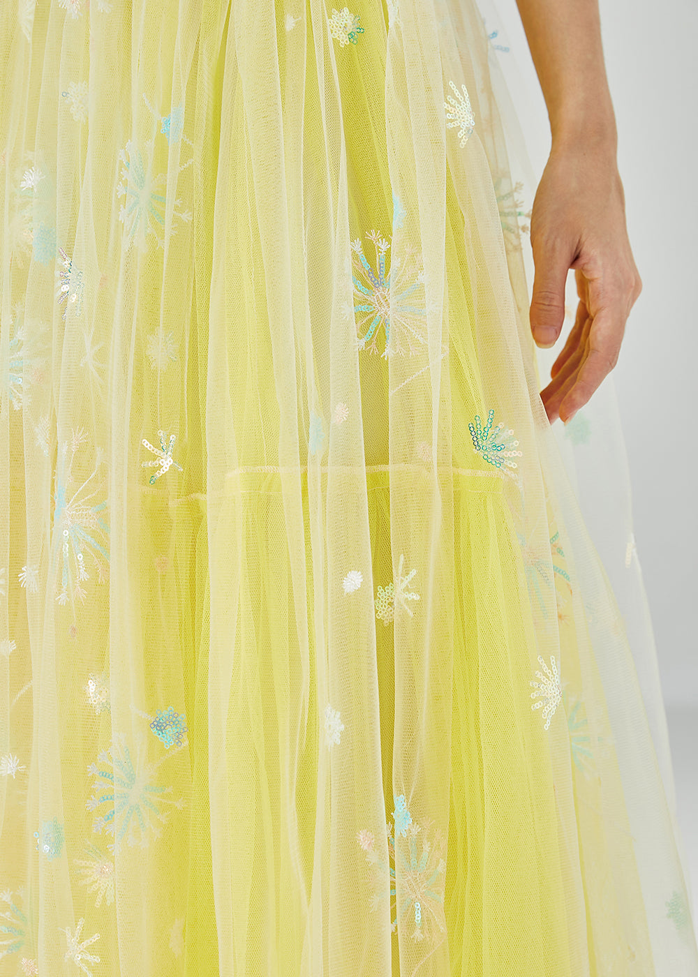 Chic Yellow Dandelion Embroideried Wear On Both Sides Tulle Skirts Summer LY6075 - fabuloryshop