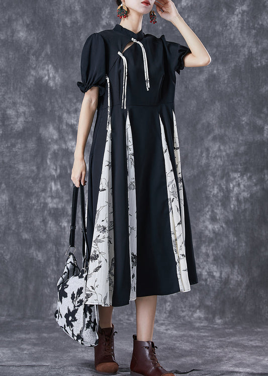 Chinese Style Black Tassel Patchwork Exra Large Hem Pleated Dresses Summer TD1041 - fabuloryshop