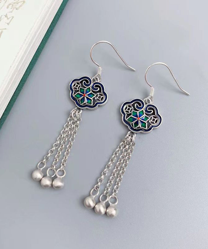 Chinese Style Tassel Geometric Patchwork Silver Drop Earrings LY9176 Ada Fashion