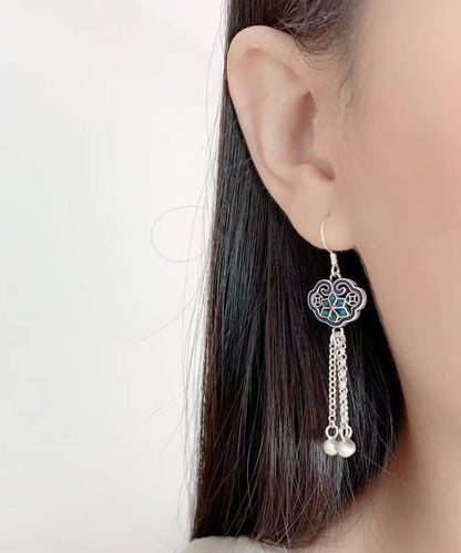 Chinese Style Tassel Geometric Patchwork Silver Drop Earrings LY9176 Ada Fashion