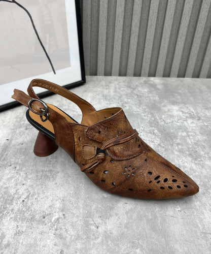 Chocolate Sandals Hollow Out Retro Splicing