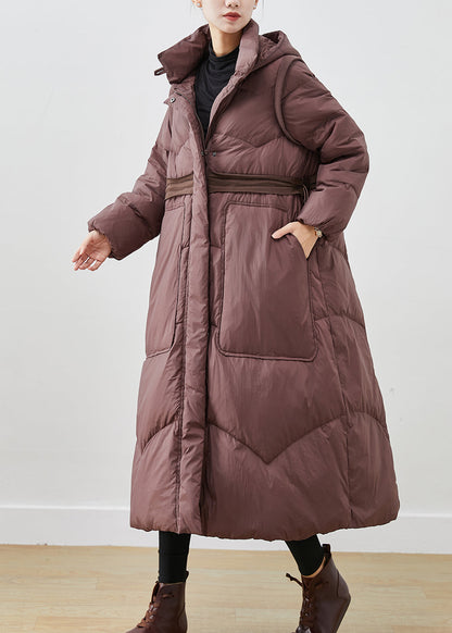 Chocolate Duck Down Coats Drawstring Big Pockets Winter Ada Fashion