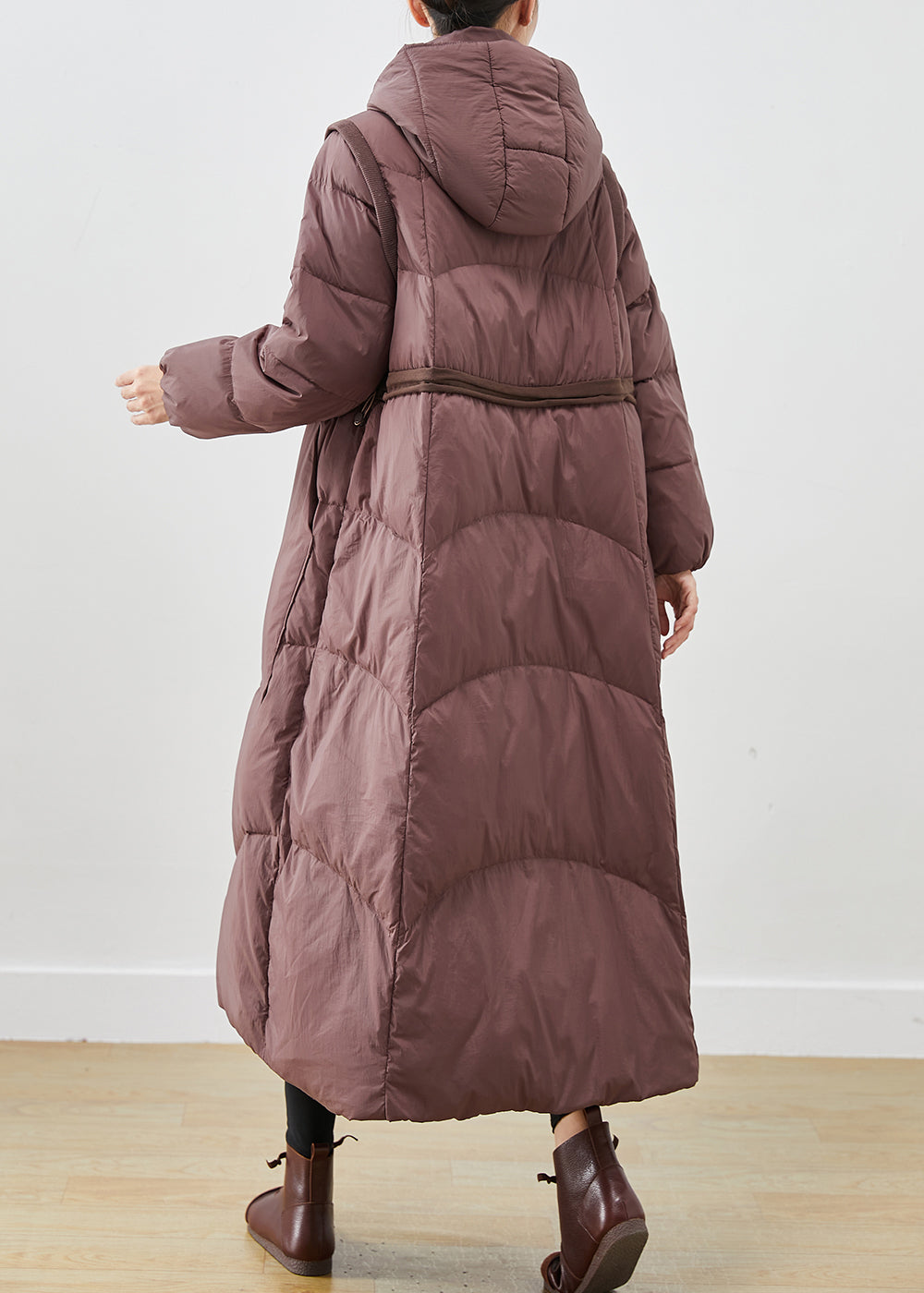 Chocolate Duck Down Coats Drawstring Big Pockets Winter Ada Fashion