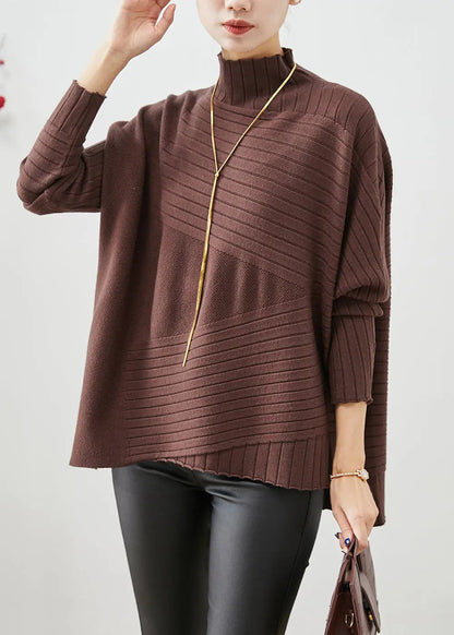 Chocolate Knit Sweater Tops Oversized Batwing Sleeve Ada Fashion