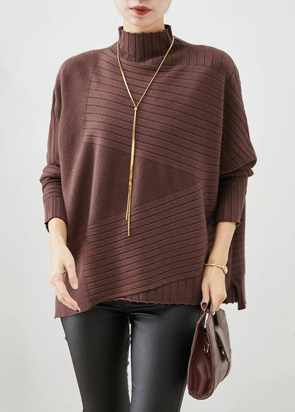 Chocolate Knit Sweater Tops Oversized Batwing Sleeve Ada Fashion