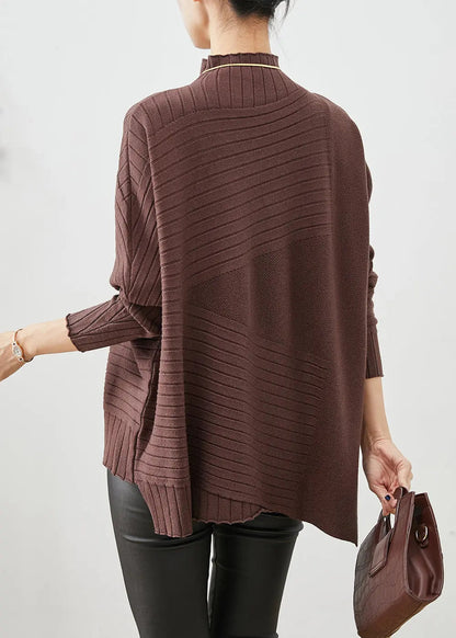 Chocolate Knit Sweater Tops Oversized Batwing Sleeve Ada Fashion