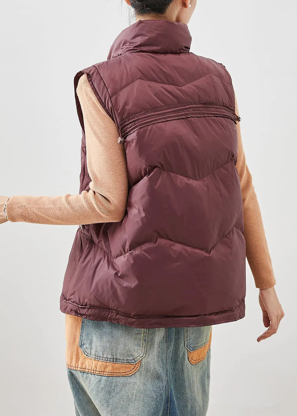 Chocolate Thick Duck Down Vest Tops Drawstring Pockets Winter Ada Fashion