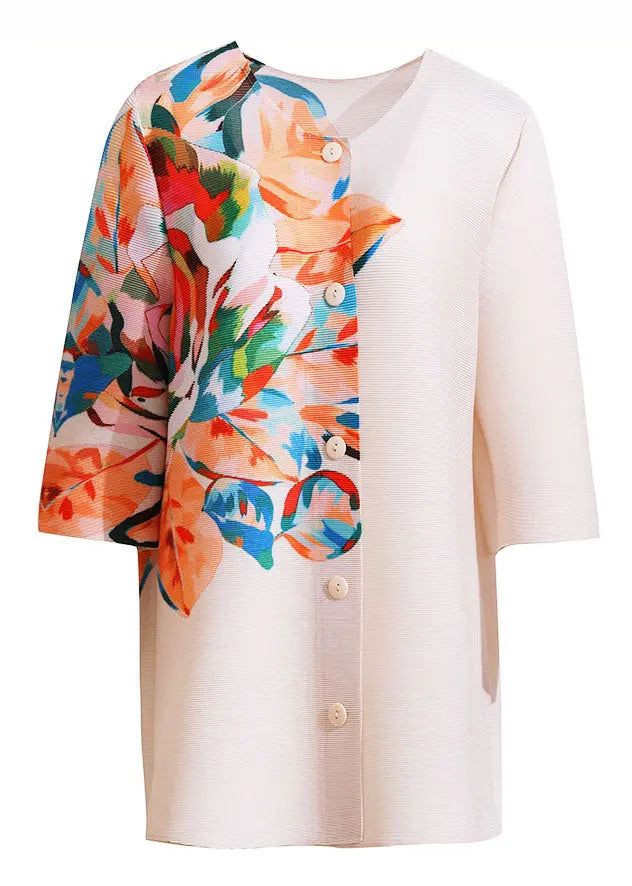 Classy Apricot O-Neck Print Button Shirt Half Sleeve Ada Fashion