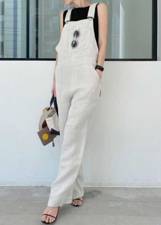 Classy Apricot Patchwork Cotton Straight Overalls Jumpsuit Summer LY2146 - fabuloryshop