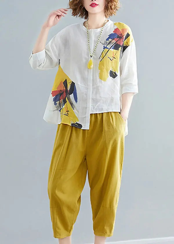 Classy Asymmetrical Tie Dye Cotton Two Pieces Set Summer Ada Fashion