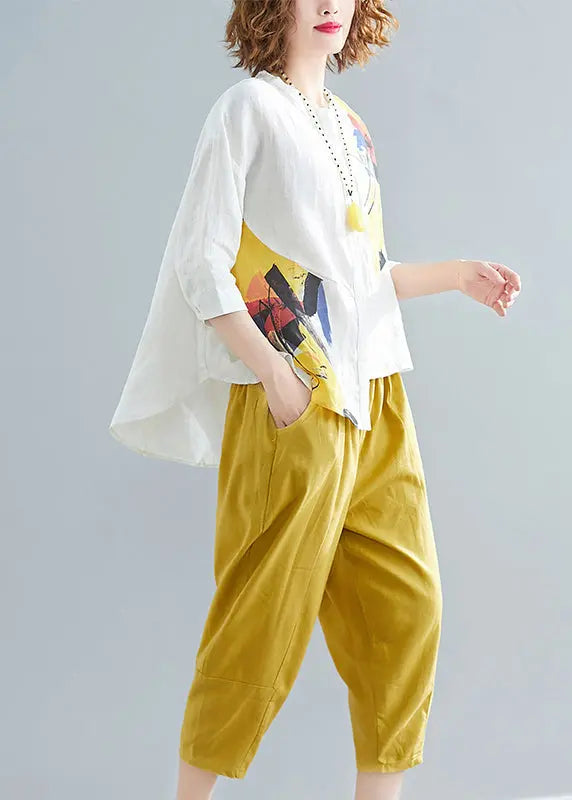 Classy Asymmetrical Tie Dye Cotton Two Pieces Set Summer Ada Fashion