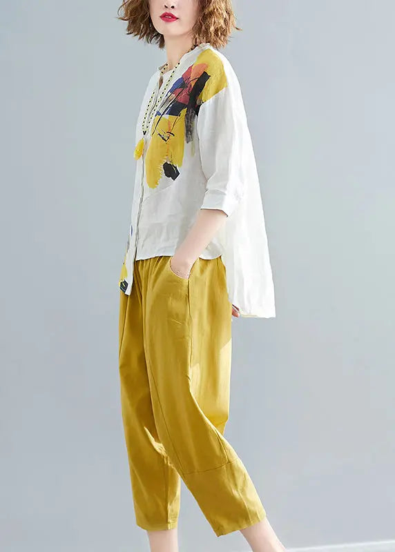 Classy Asymmetrical Tie Dye Cotton Two Pieces Set Summer Ada Fashion