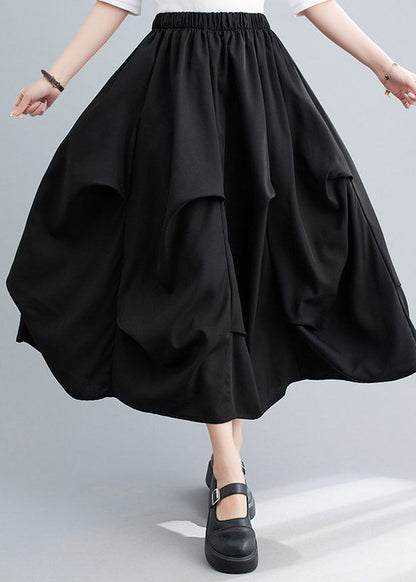 Classy Black Asymmetrical Patchwork Elastic Waist Long Skirt Summer LY2955 - fabuloryshop