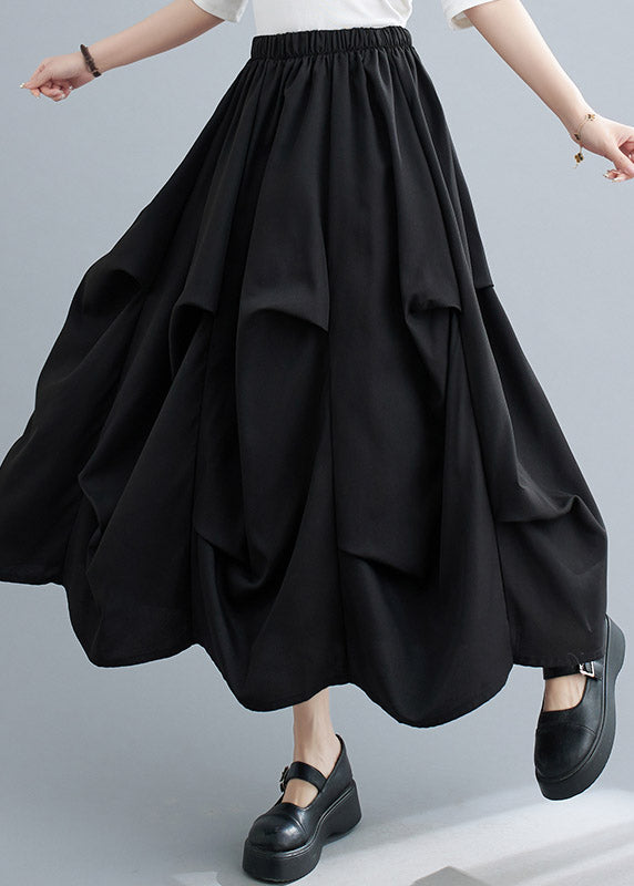 Classy Black Asymmetrical Patchwork Elastic Waist Long Skirt Summer LY2955 - fabuloryshop