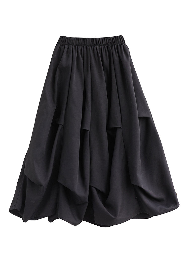 Classy Black Asymmetrical Patchwork Elastic Waist Long Skirt Summer LY2955 - fabuloryshop